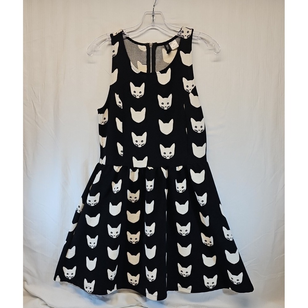 Cat Faces Graphics, Black & White A-line Mini-Dress, H&M Divided, SZ  Small